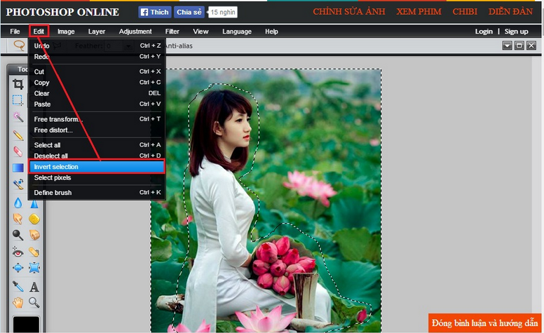 giao dien photoshop online danh cho ban thuc hien cach lam mo anh